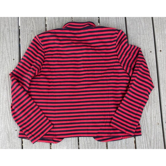 Tommy Hilfiger Striped Double Breasted Knit Blazer Red Navy Jacket Women’s XL - Picture 16 of 16